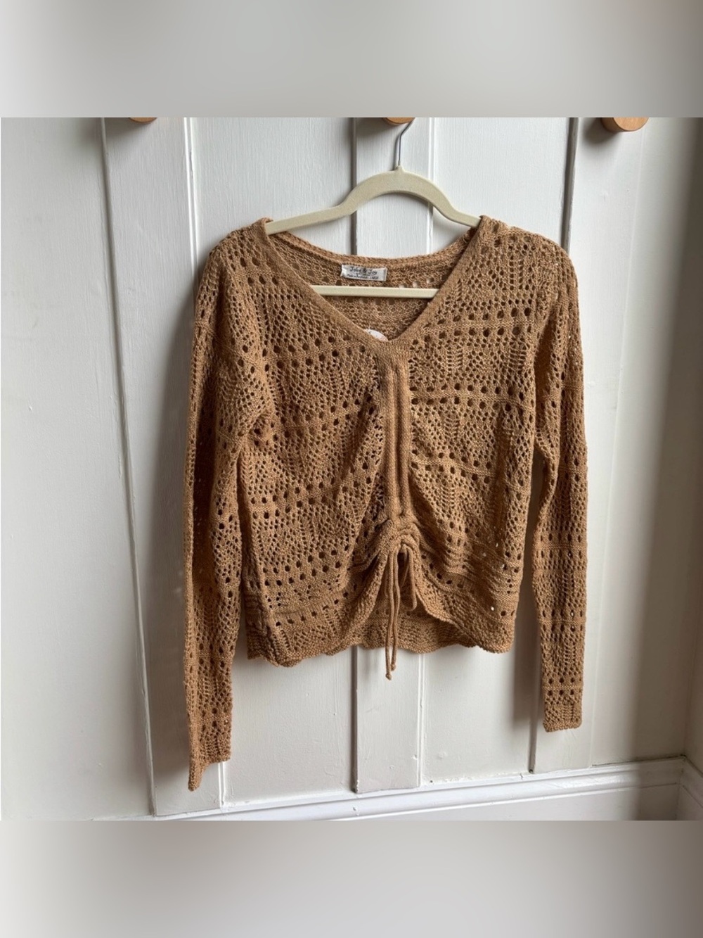 NWT Jolie & Joy crotchet long sleeve blouse or beach cover up size large